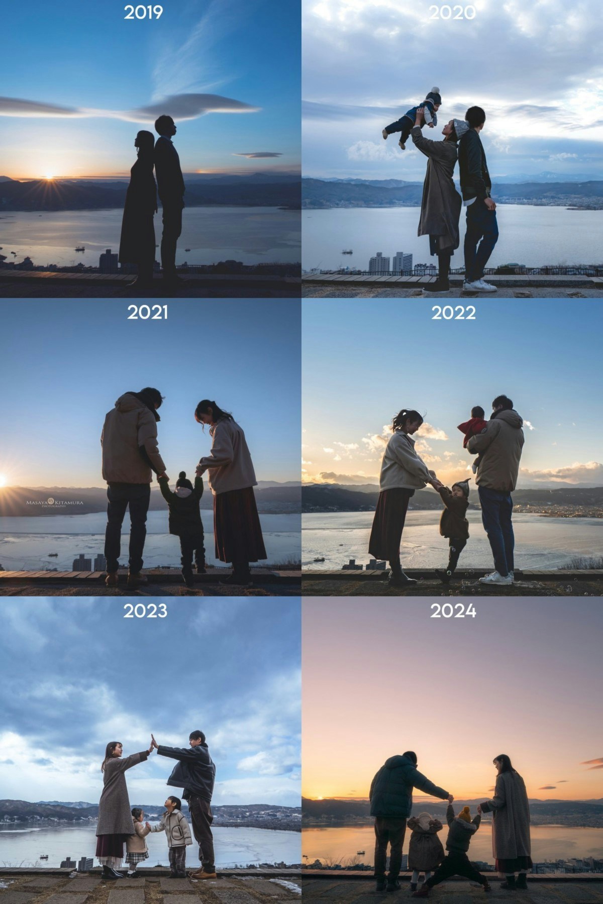 個人撮影　夫婦投稿 同じ写真は二度と撮れない」毎年の家族写真に8.4万いいね「2022がエモい」「素敵すぎ」 [ママリ]