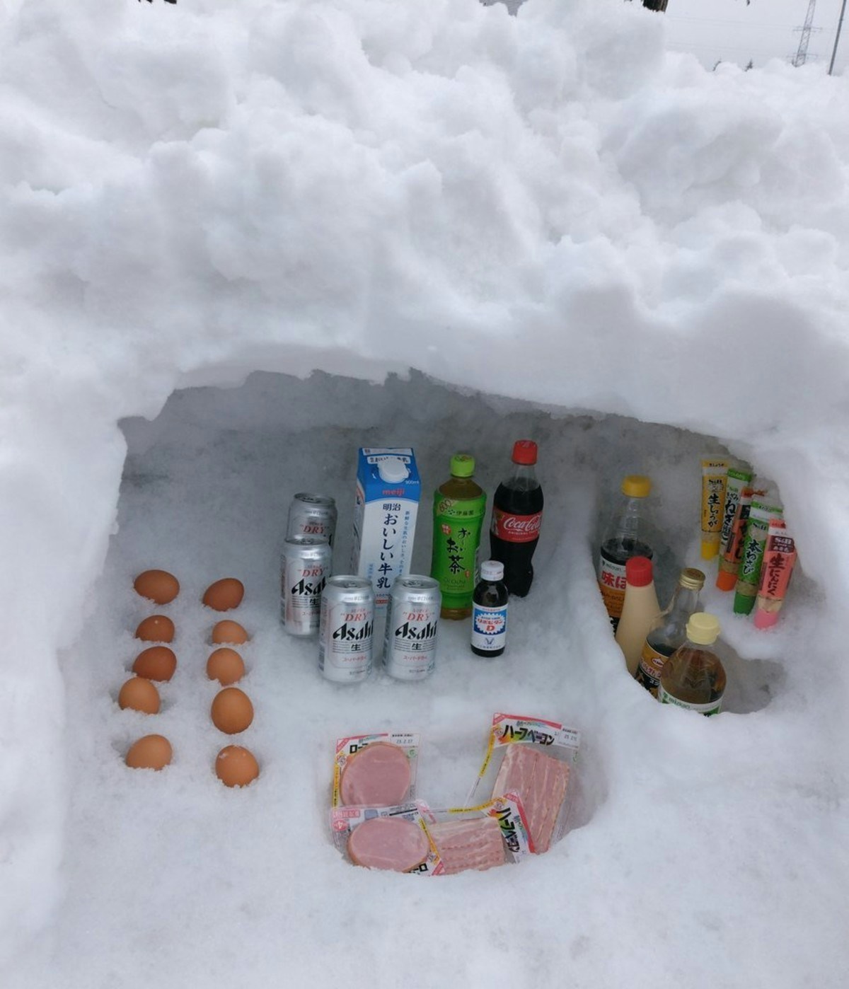 電気代ゼロ！雪で作った天然冷蔵庫に14万いいね「雪の量よ」「ビール