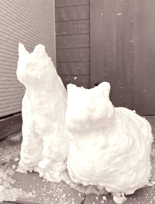 見事な出来栄えの「雪ねこ」芸術的な溶け方に5万いいね「美しい脱力