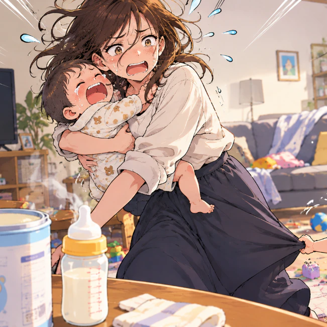 「完母無理くないですか！？」夫の育休終了でワンオペ突入…上の子のペースに振り回される母の切実な悲鳴