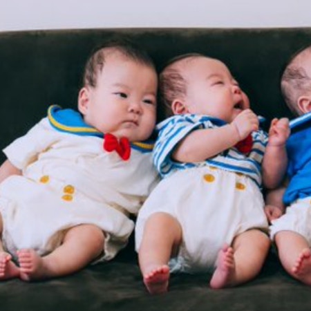 3つ子のお宮参り写真、共に写る愛犬に4万いいね「キリッと顔」「主役感パねぇ」