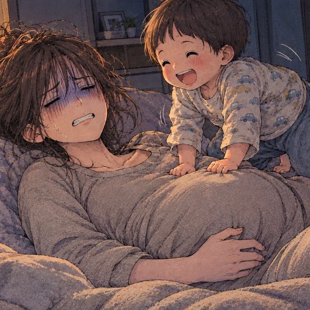 妊娠10週、上の子が乗っかってお腹を強打。助けを求めたLINEをスルーし寝落ちした夫に絶望