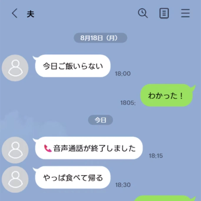 18時に夫から「ご飯いらない」連絡→モヤモヤする妻の声に「妻の苦労知らない」「我慢せずに返信する」