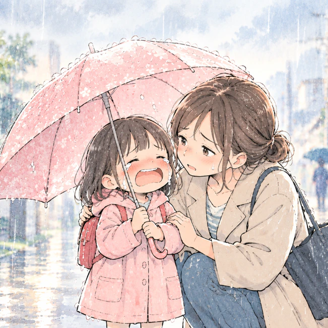 「私も写真撮りたかった…！」帰り道に号泣する娘。思い通りにいかないと泣く子に戸惑う
