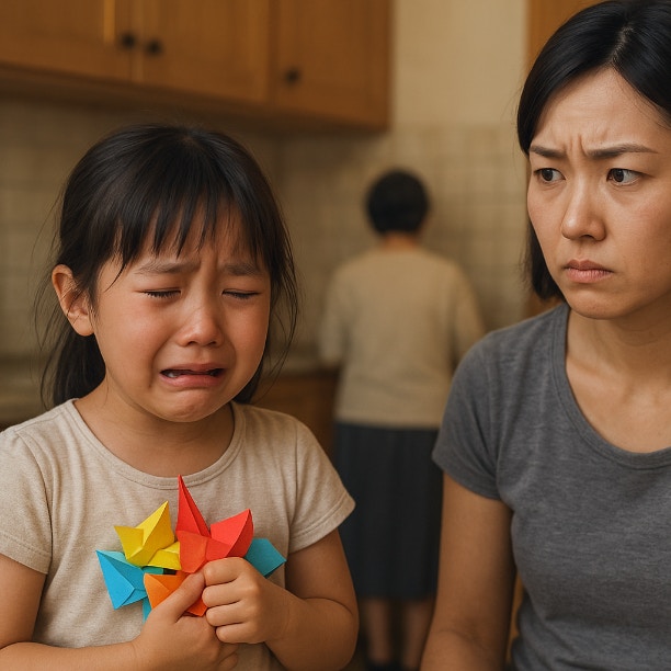 娘が一生懸命作った折り紙を「ゴミ」と捨てた義母。娘の涙に、怒りで震えた