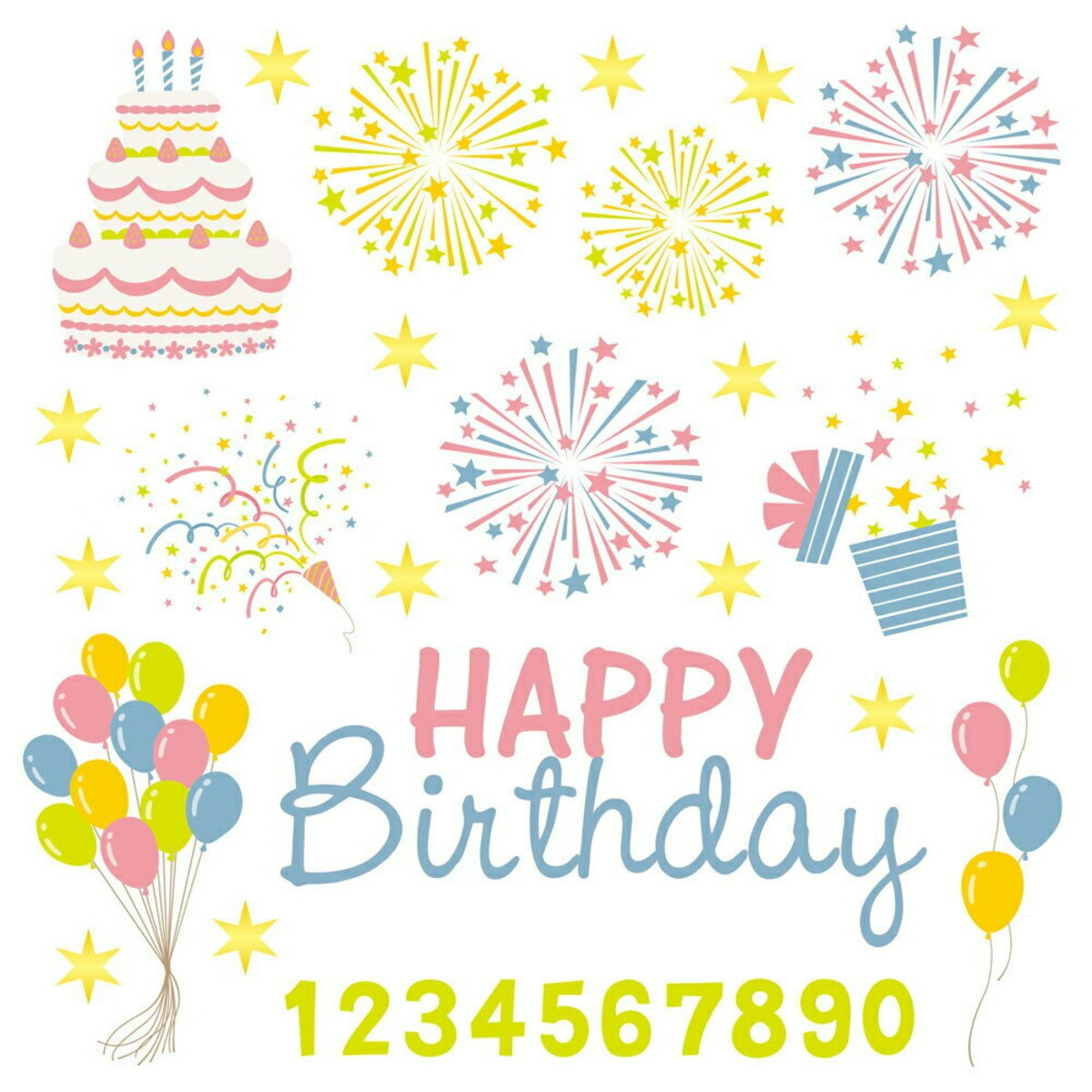 誕生日☆ シール式ウォールステッカー