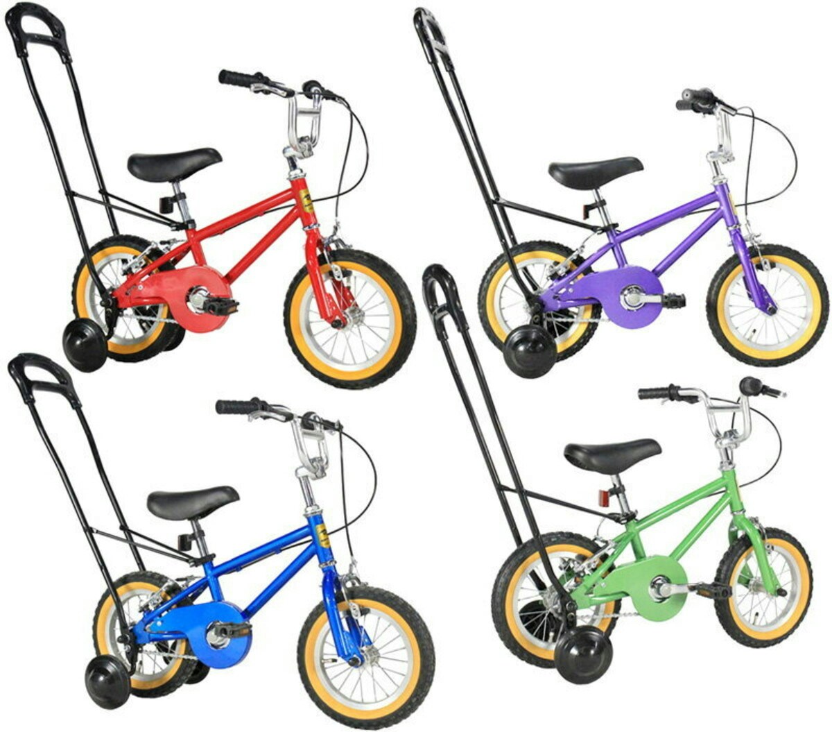 「手押し棒付き補助輪付き子ども用自転車」