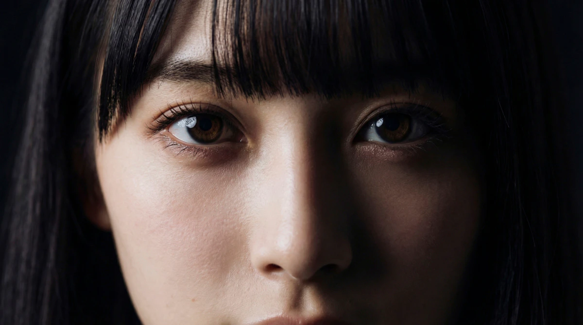 女性　目　真面目　アップ