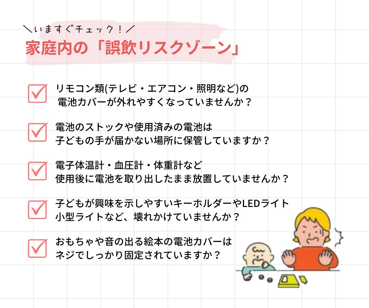 家庭内の「誤飲リスクゾーン」