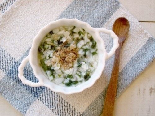 魚と青菜のおかかうどん