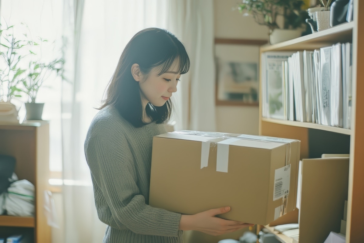 家を出る　女性