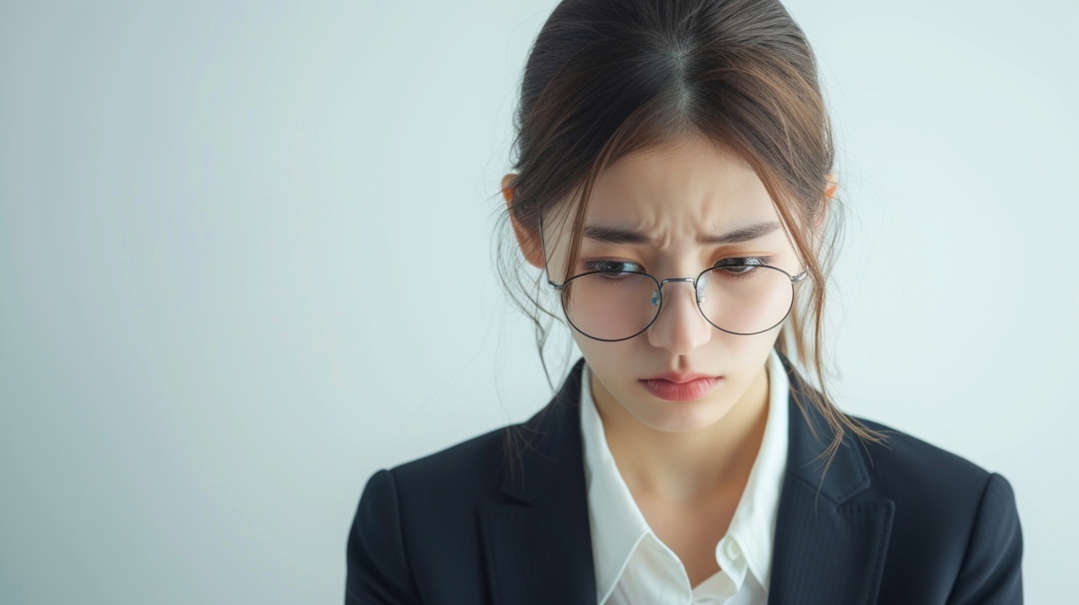 うつむく　女性