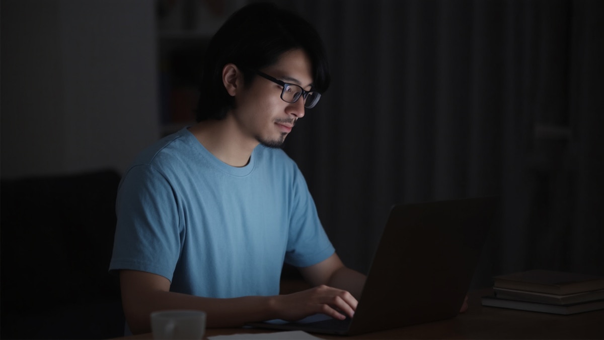 サラリーマン　パソコン　男　夜　自宅