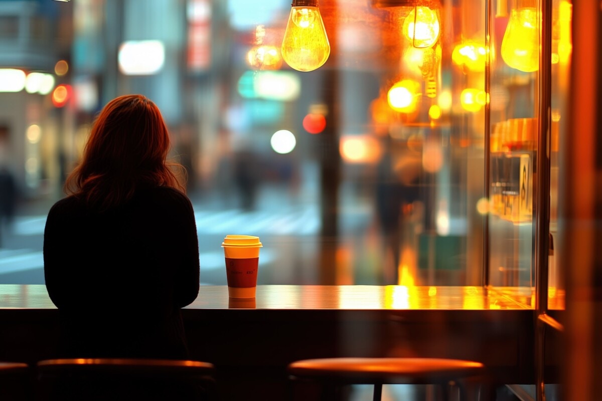 女性　背中　飲食店