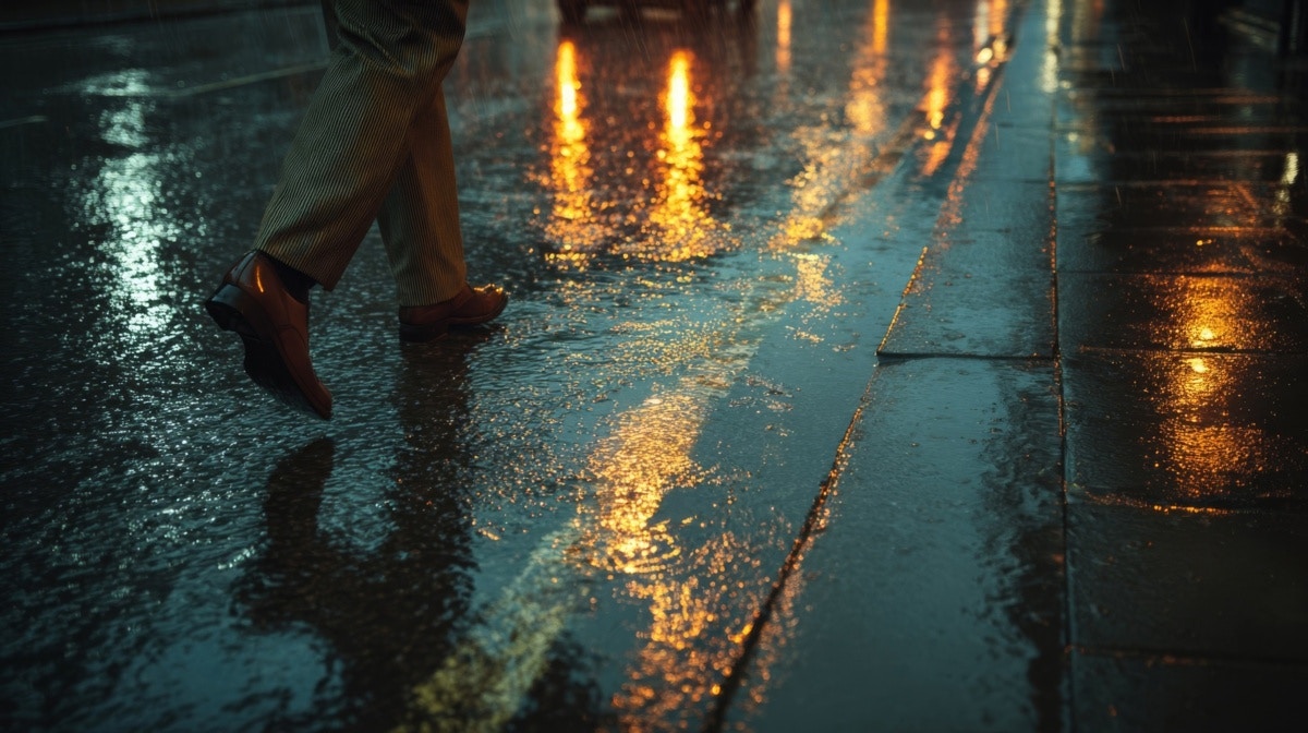雨　街　足元
