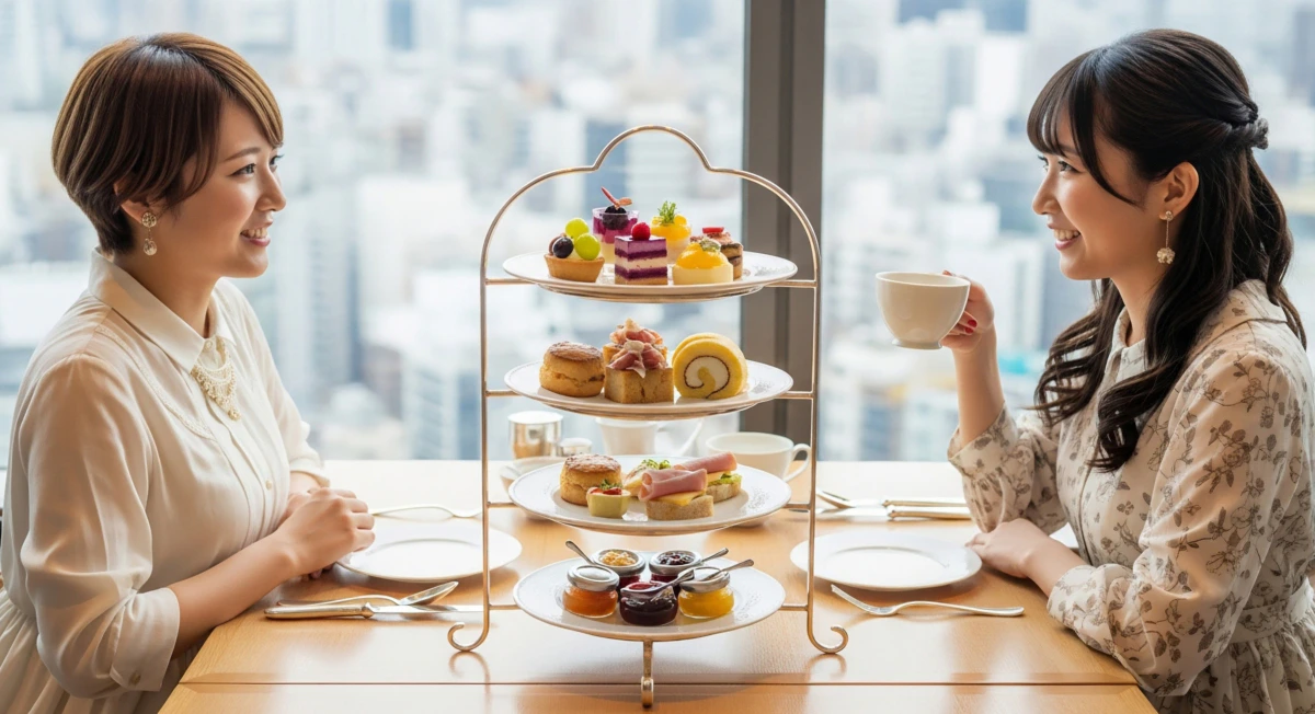 女性　友達　2人　ホテル　食事