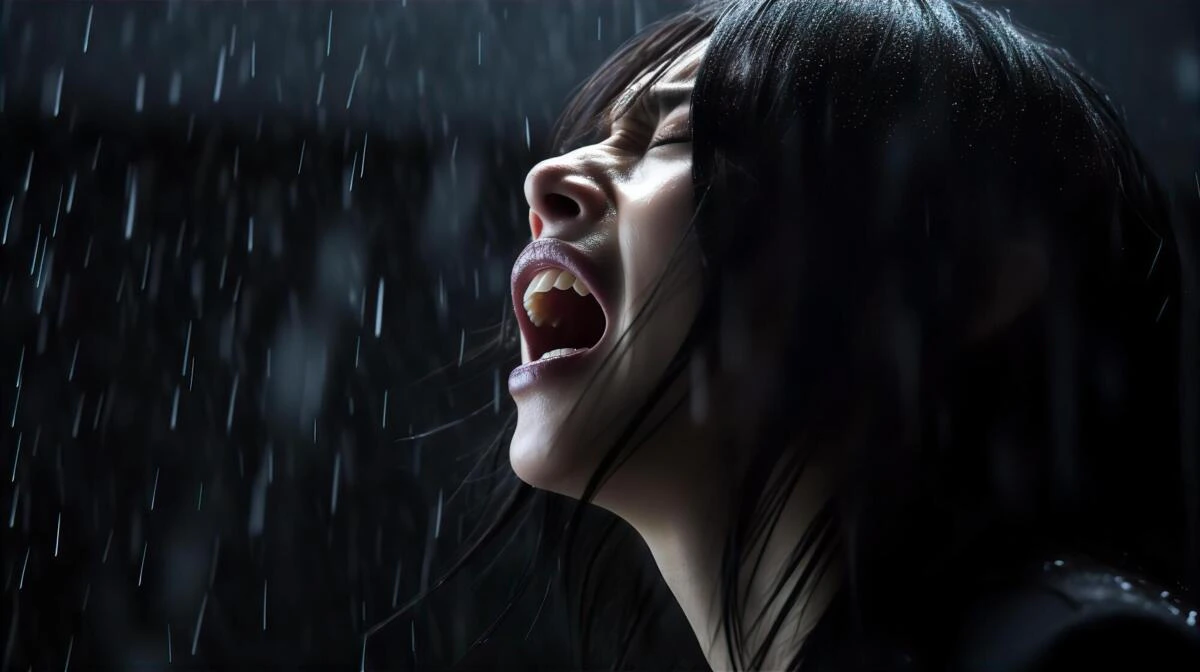 女性　暗い　叫ぶ　夜