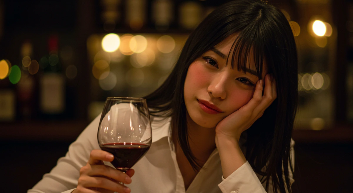 女性　バー　夜